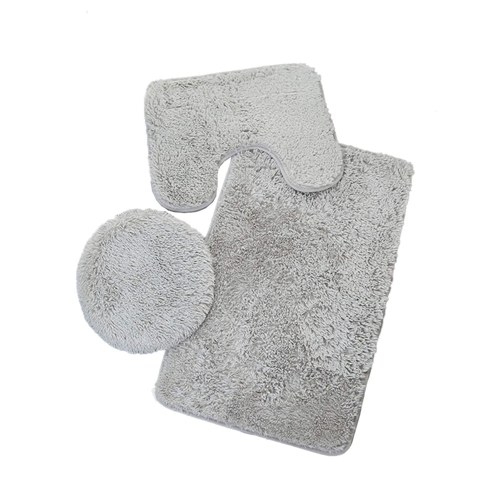Stylish and Absorbent Microfiber Bathroom Rugs and Toilet Rugs Set 24x16 Bath Mat U Shaped and O Shaped Bundle