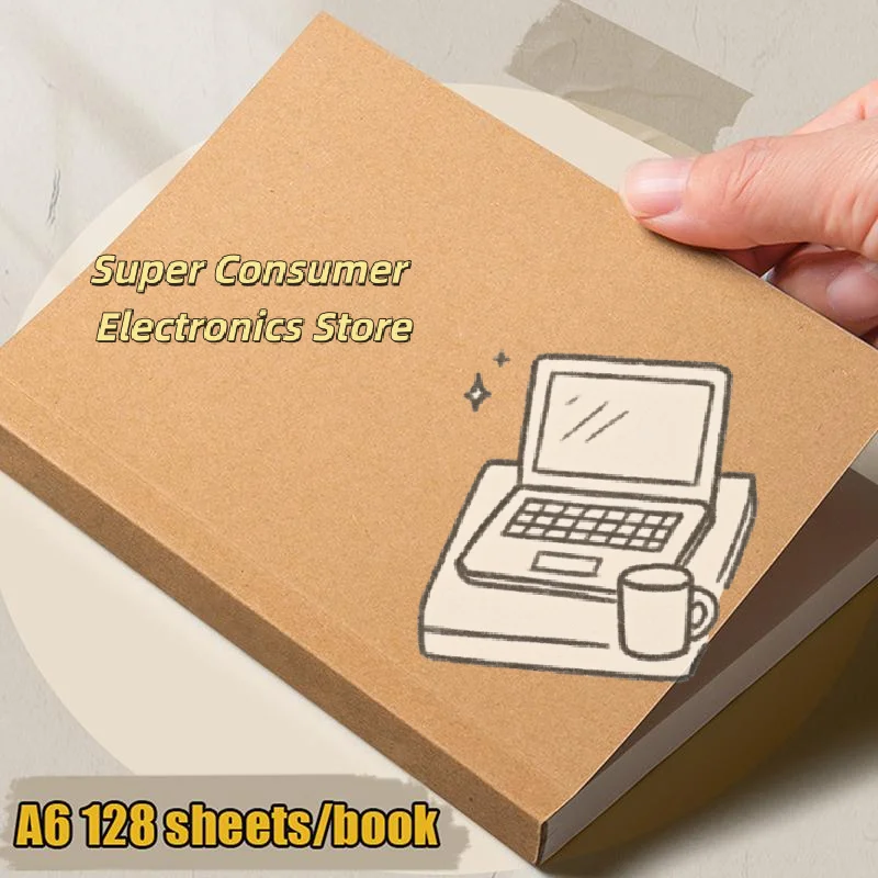 A6 Pocket Thickened Notebook 128 Sheets Multi Format Pages Kraft Cover for Personal Journal Diary