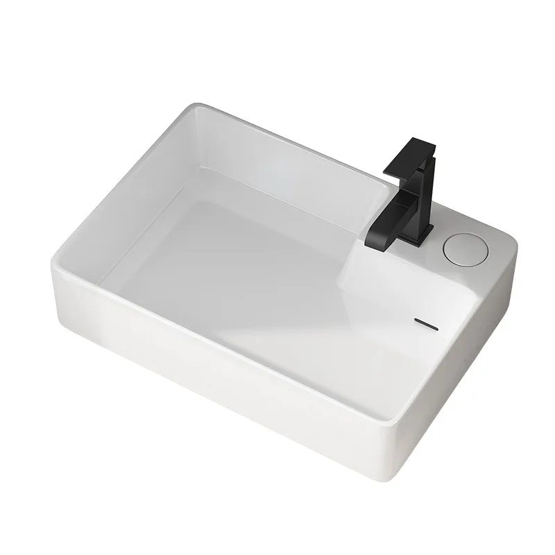 Bathroom Wash Basin Ceramic European Golden Finish for Hotel for Commercial Easy Clean, Ceramic Vanity Sink