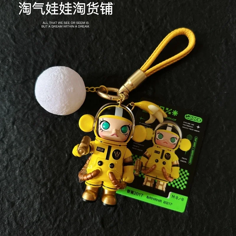 Molly 2 Creative Car Key Pendant Astronaut Glowing Moon Key Pendant Bag Pendant Doll Kawaii Backpack Decorative Gift