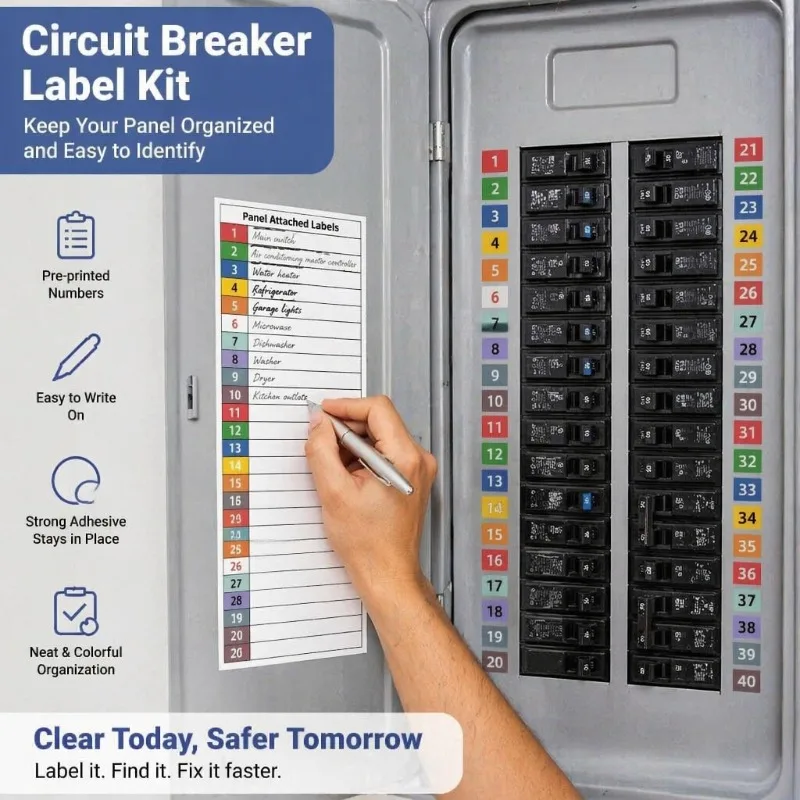 4 Pieces (82 Stickers), Circuit Breaker Label Set, Suitable for Distribution Box, Switch Cabinet and Electrical Protective Cover