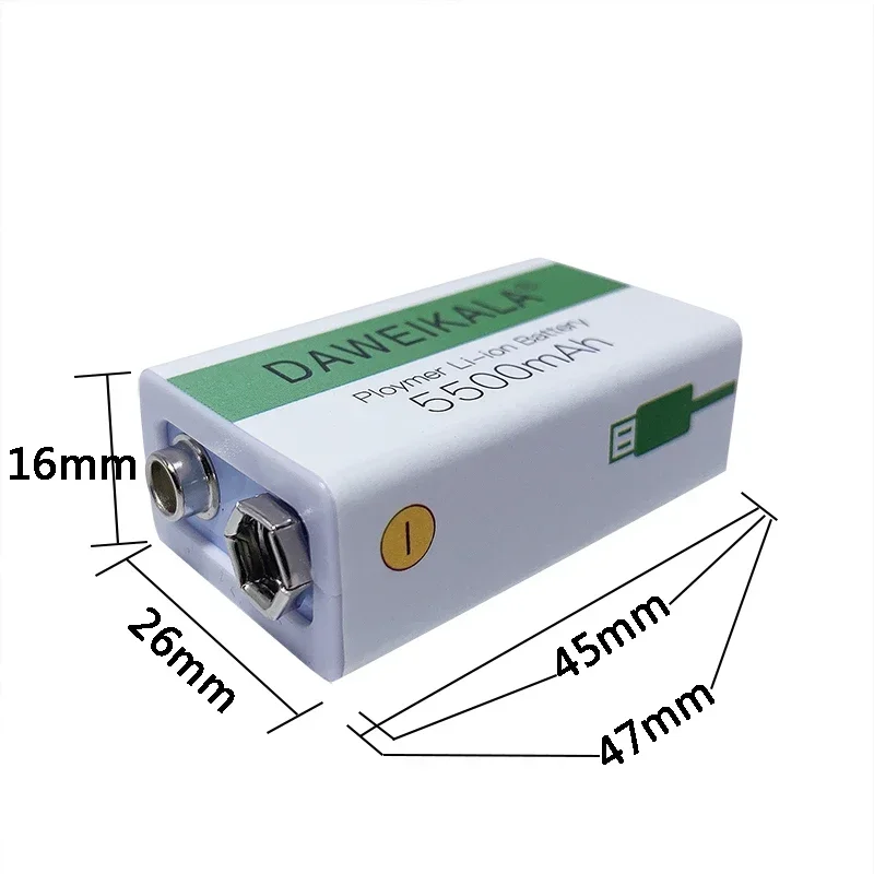 2024 9V battery 5500mAh li-ion Rechargeable battery Type-C Battery 9v for Multimeter Microphone Toy Remote Control KTV use