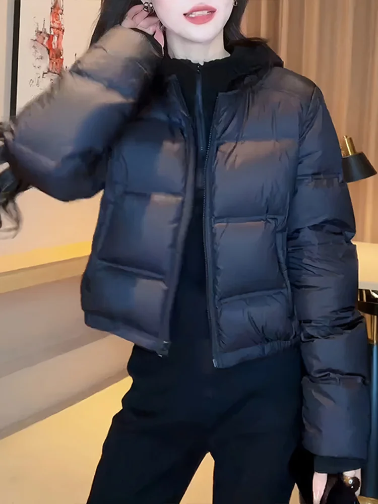 

Korean Sle Women's ort Zipper Cotton Jaet Loose Thiened Stand Collar Autumn Winter Warm Outerwear Faion Sensation