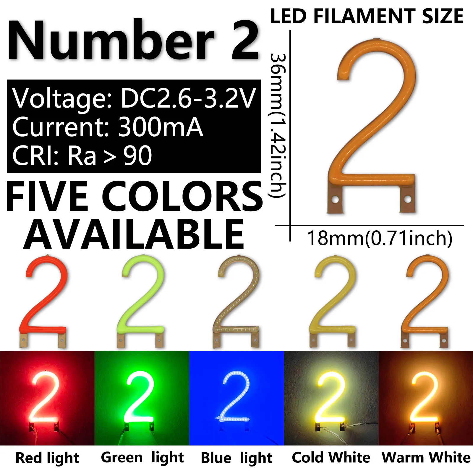 1 szt. DC3V numer 2 litera R/M gwiazda LED żarnik czerwony zielony niebieski zimny biały ciepły biały diody LED do dekoracji domu oświetlenie