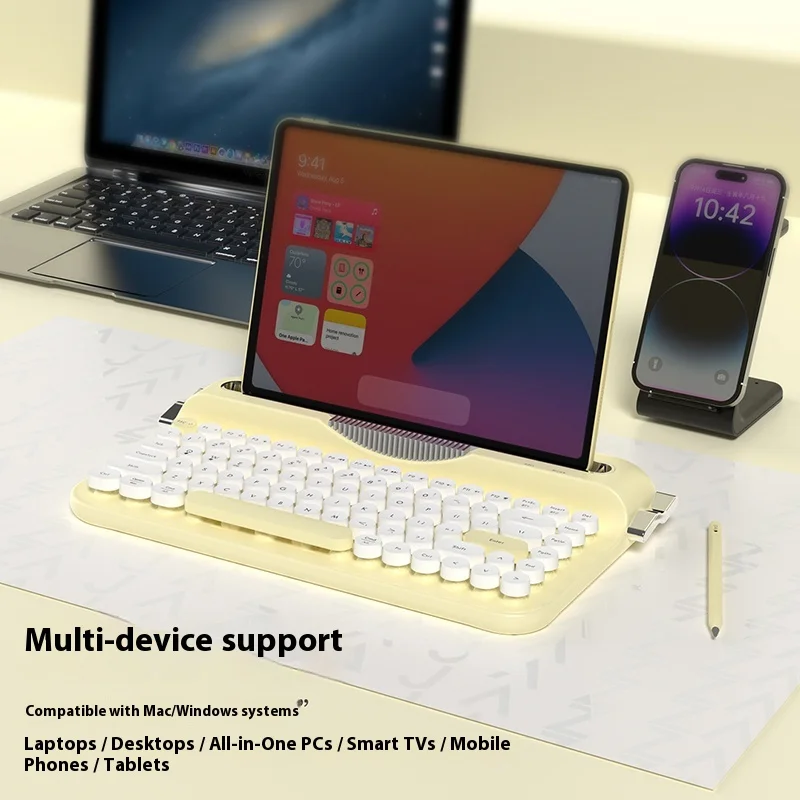 

Kawaii Ajazz Af84 Беспроводная Bluetooth двухрежимная клавиатура Киберспортивная игра Специальный механический сенсорный набор Офисный компьютер Подарки для девочек