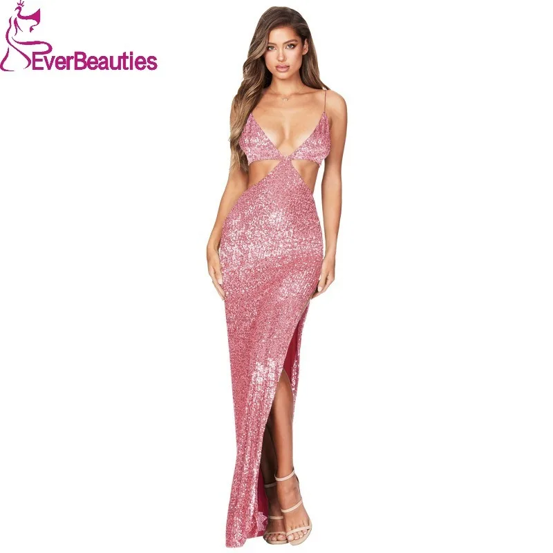 Mermaid Sequin Prom Dresses for Women Sexy V Neck Vestidos Para Eventos Especiales Side Slit Party Dresses Vestidos De Gala