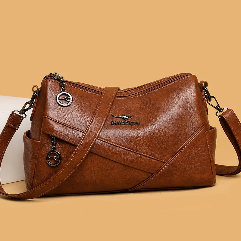 

Кожаная сумка через плечо высокого качества, новинка 2024, женская модная сумка, брендовая женская сумка через плечо, большая вместительная сумка из мягкой кожи