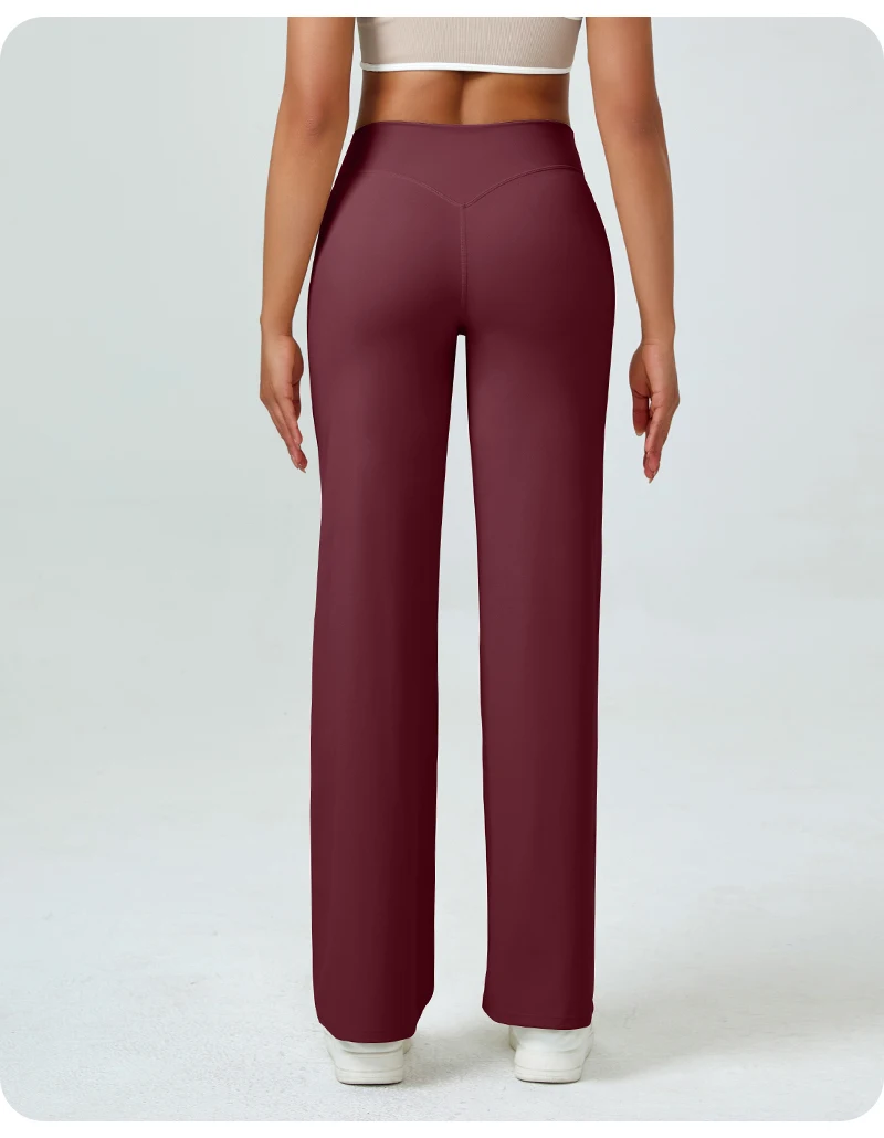 Hochgeschnittene Gerade Yoga-Hose für Damen, Naked-Feeling Po-Formende Lose Sitzende Workout-Hose, Schlankmachende Gym-Hose