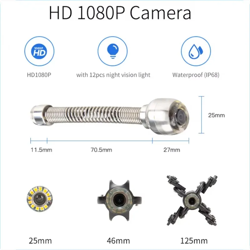 AHD 1080P 25mm Head Sewer Camera 7 Inch Screen Pipe Inspection Camera 20M Industrial Pipeline Drain Endoscope Camera