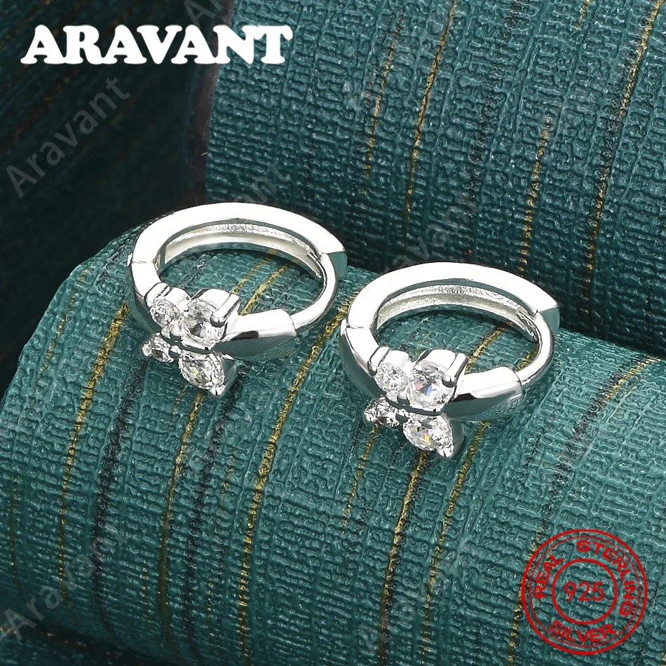 925 Sterling Silver Butterfly Zirconia Round Earrings For Women, Commuter Accessories, Christmas Gifts, Jewelry