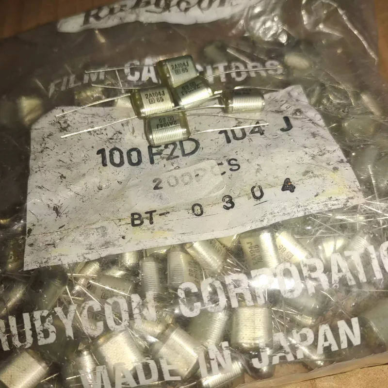 10-100pcs Ruby Con 2A104J 0.1uf 100v 100nf 104J Polystyrene Film Capacitor