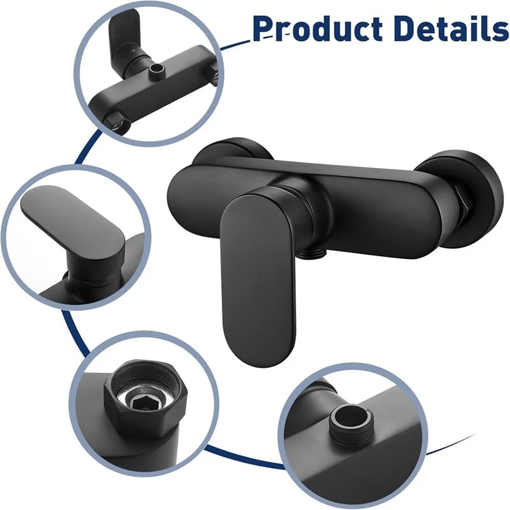 Black Zinc Alloy Shower Mixer Tap With Adjustable Mounting Hole For Bathroom Shower Mixing Valve Faucet Switch