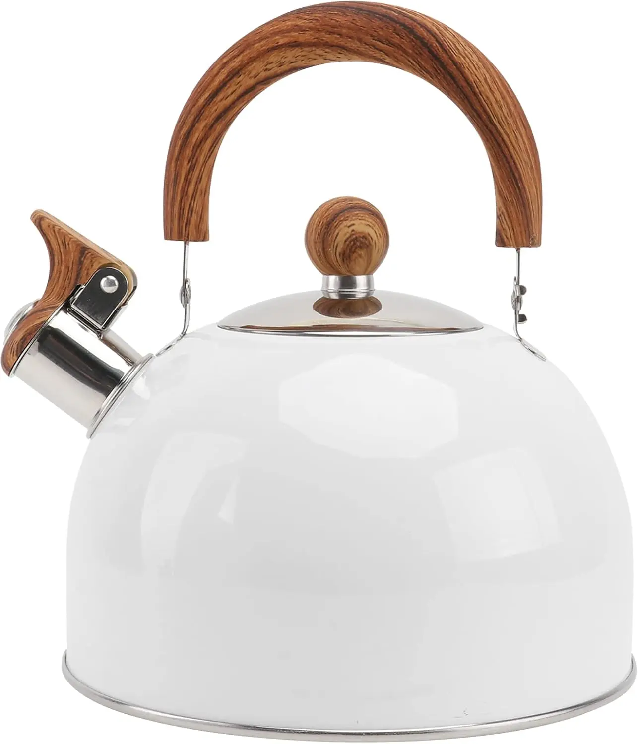 

1pc White Whistle Kettle Home Kitchen Water Boiling Teakettle with Handle for Gas and Induction Cookers Reliable and Water Kettl