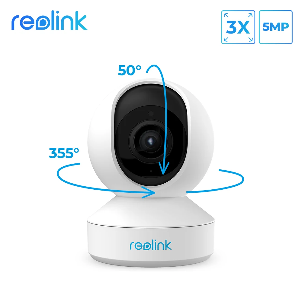 Reolink 5MP PTZ IP Camera 2.4G/5G WiFi Camera HD Indoor 3x Optical Zoom human pet detection security Camera Baby Monitor E1 Zoom