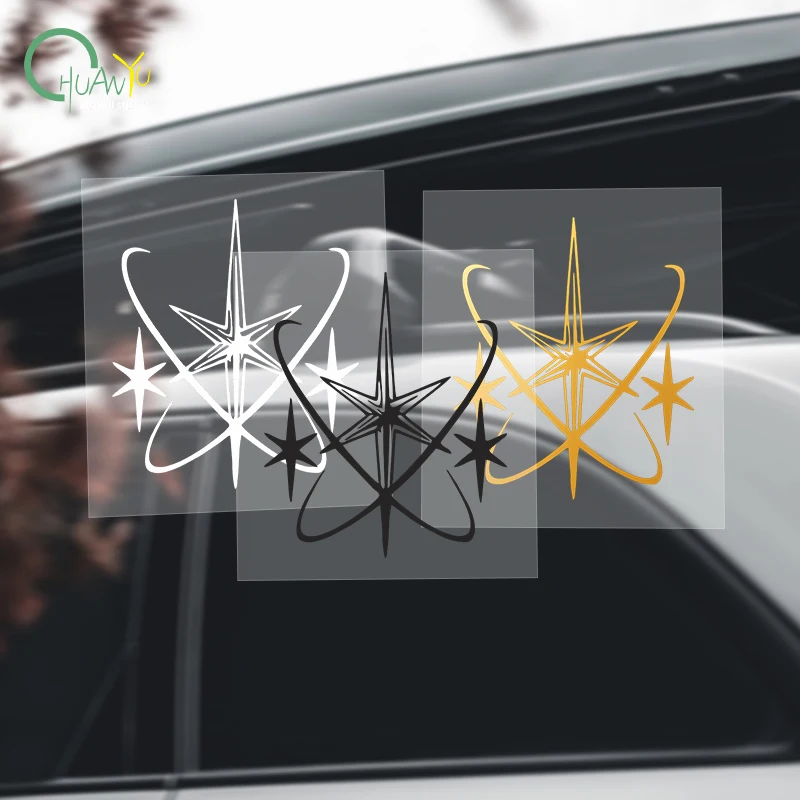 Surrounding Star Cross Dark Car Decal; Star Totem Car Window Sticker; Waterproof Car and Motorcycle Decorative Sticker