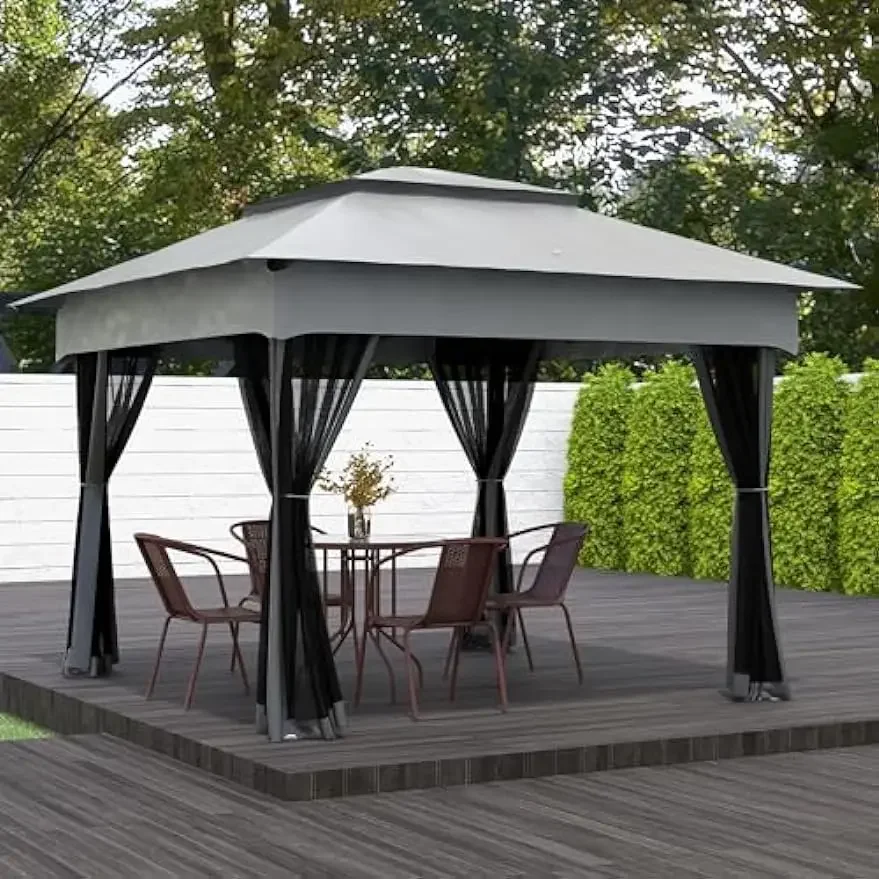 Pop Up Outdoor Patio Gazebo, Abrigo com Zipper Removível, Tenda de Evento Instantâneo, Pés Quadrados de Sombra e Saco de Transporte