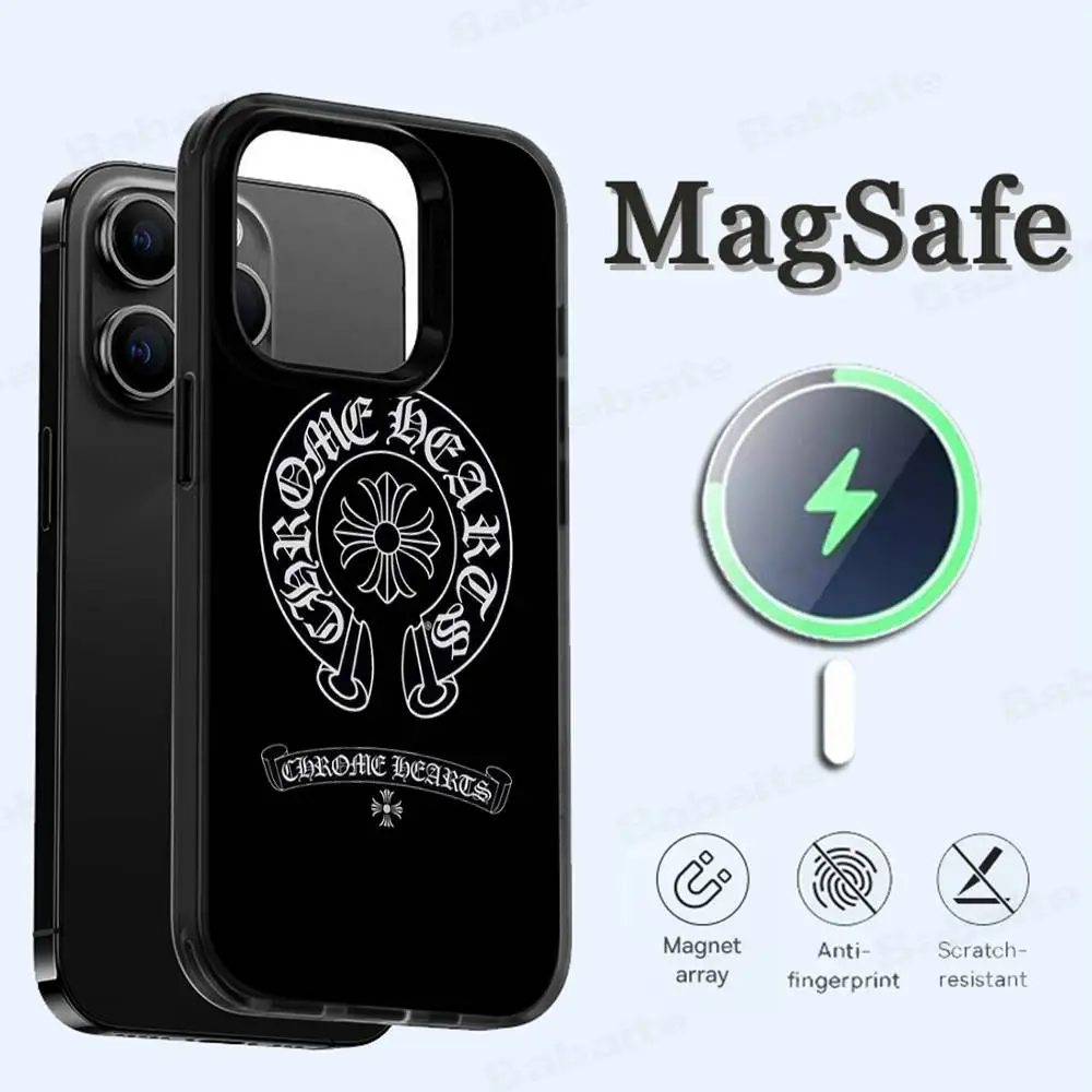 حافظة هاتف كلاسيكية فاخرة C-ChromeS H-Heart حافظة مغناطيسية حافظة هاتف Magsafe لهاتف آيفون 17 Air 16 Pro Max 15 14 13 #6