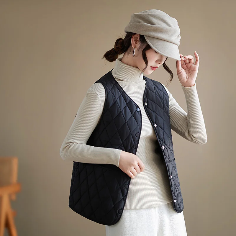 Herfst Winter plus maat rond Ne-kleur Los afslankend binnenkleding Katoen Jaet Veelzijdig warm bovenkledingvest