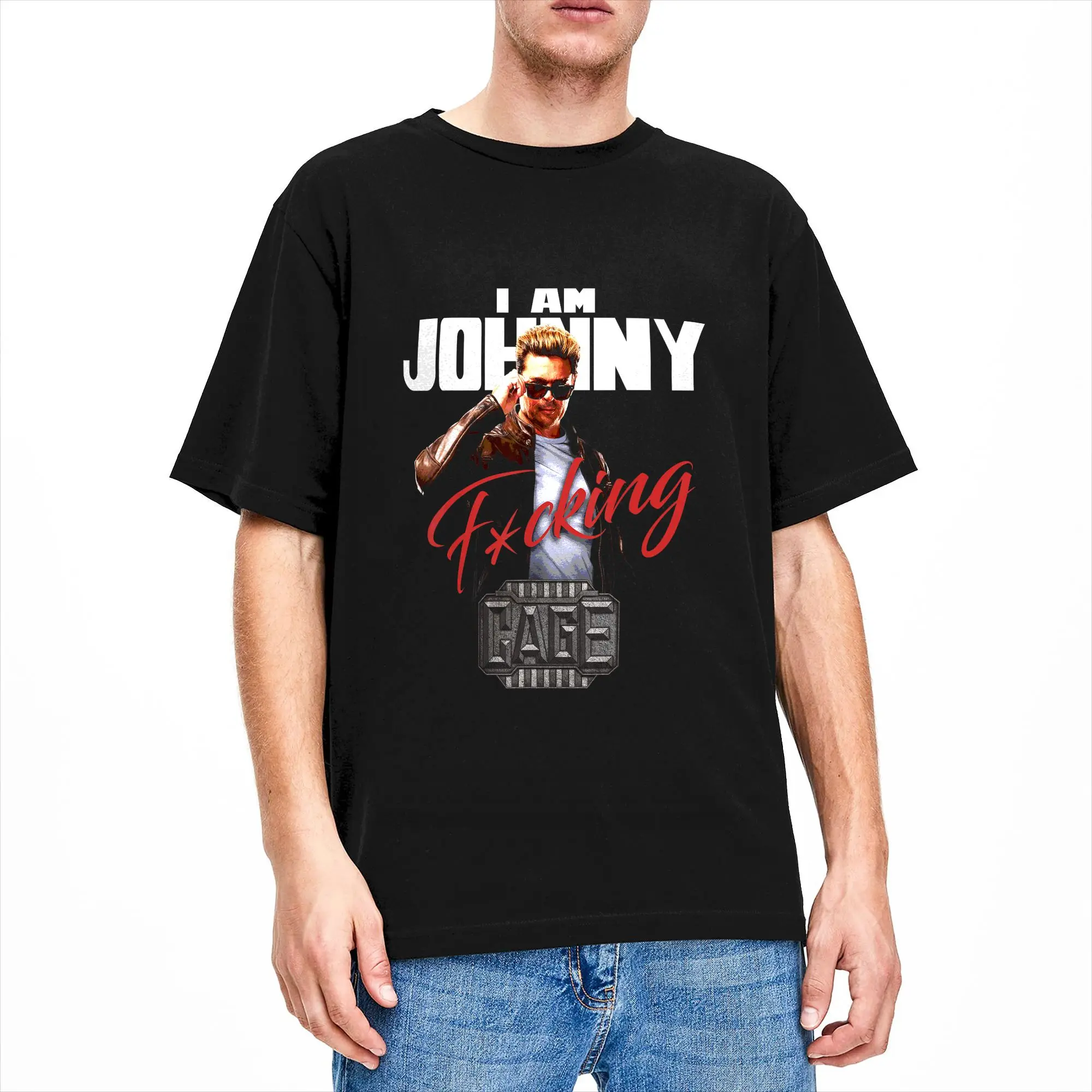Men T-Shirt I Am Johnny Cage Mortals Kombats T Shirts Trendy Cool  Beach Tees Y2K Casual Cotton Tops Plus Size 5XL