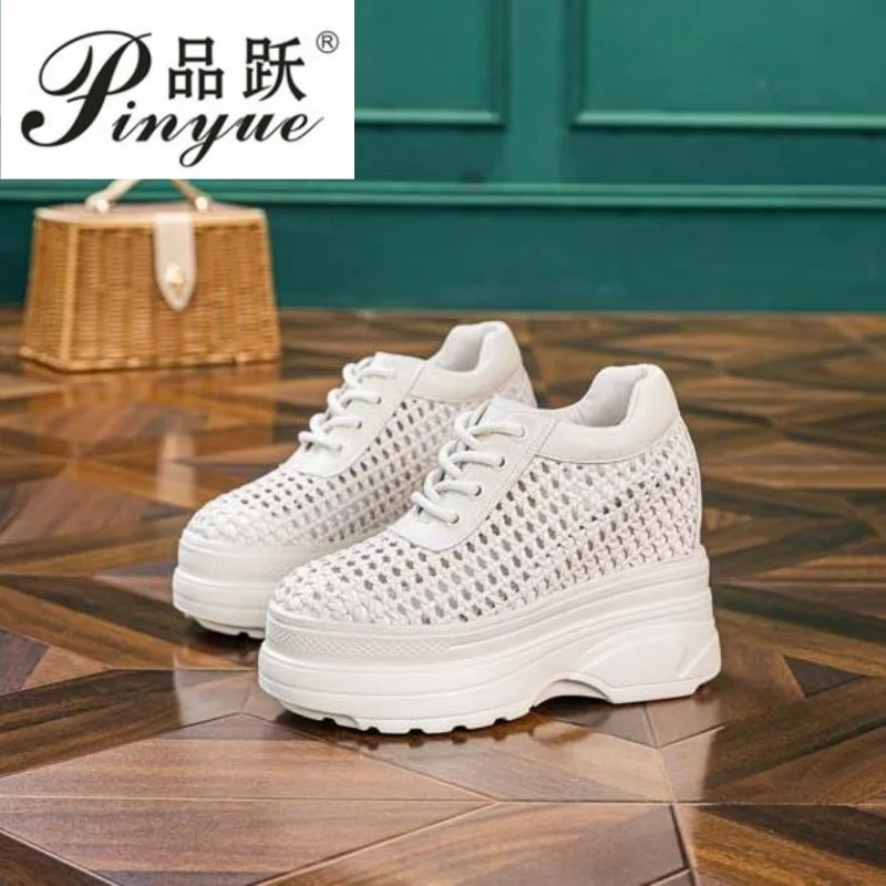 11cm Women Baotou outwear roman style semi-cut out genuine leather women sandals Openwork high-heeled thick-soled Sports shoes
