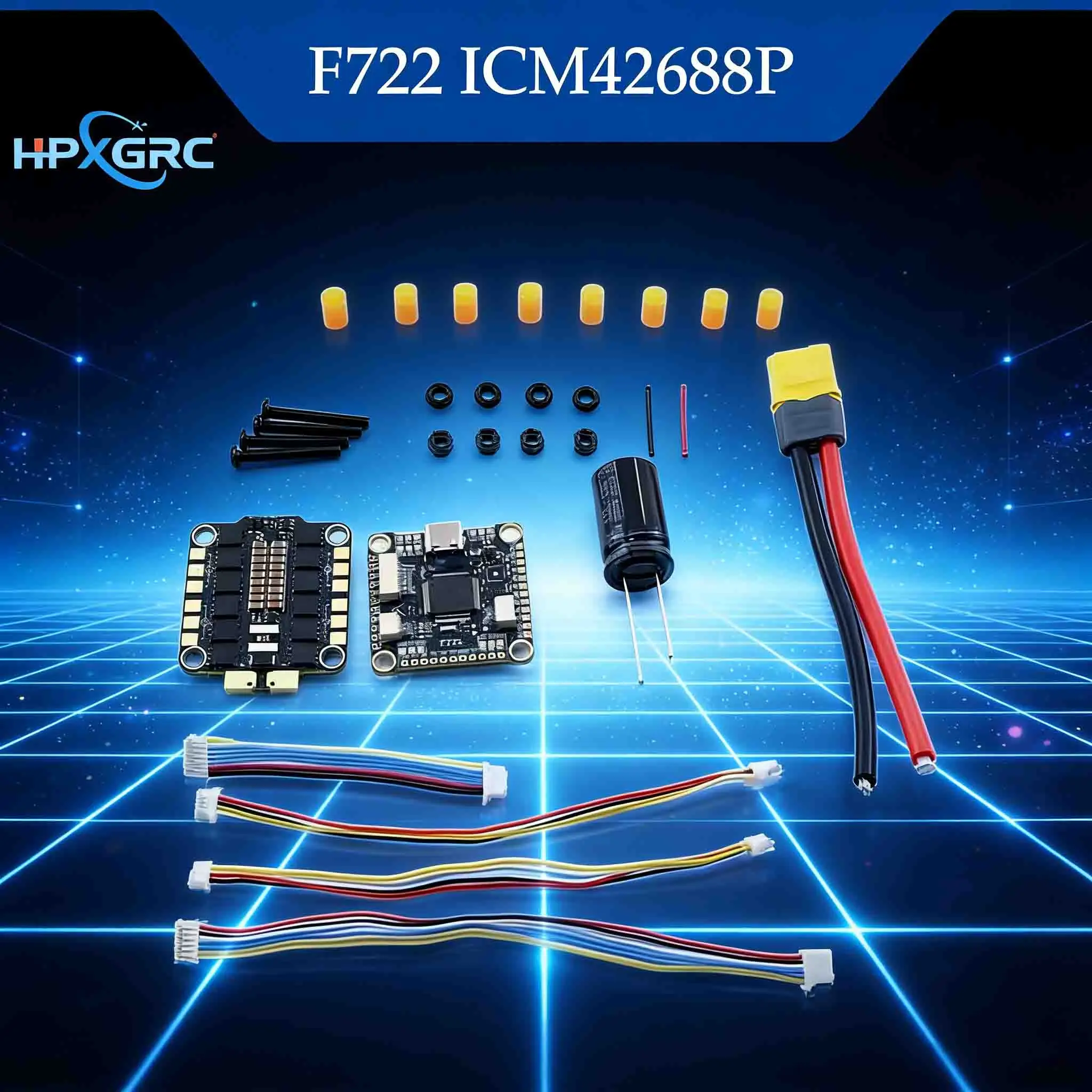 

HPXGRC F722 Flight Controller ICM42688P With 55A/60A/70A 4in1 Brushless ESC Stack for FPV Freestyle Racing Drone 30.5x30.5mm RC