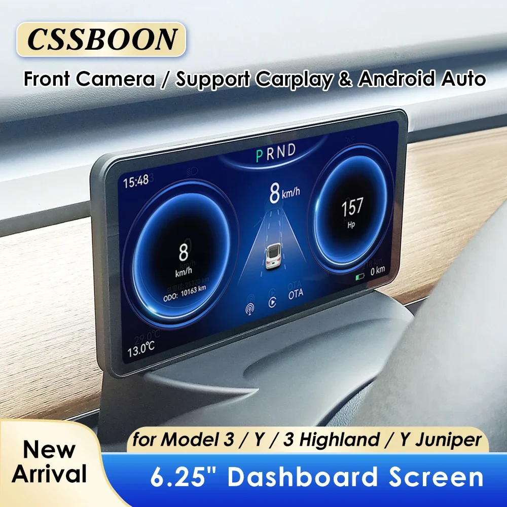 

CSSBOON 6.2" Dashborad HUD Screen For Tesla Model 3 Y Heads Up Display Won't Affect Air Outlet Car Monitoring Support CarPlay