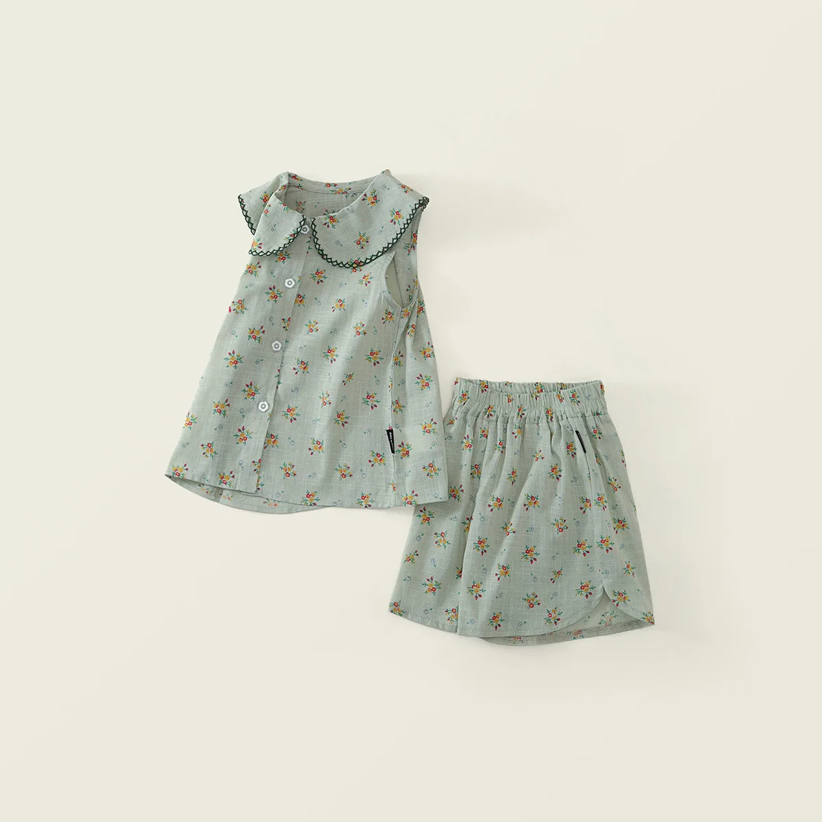 new delivery summer girl clothes 2pc/set top shirt+short pant children baby kids students fashion 90-140 2-7year lovely green