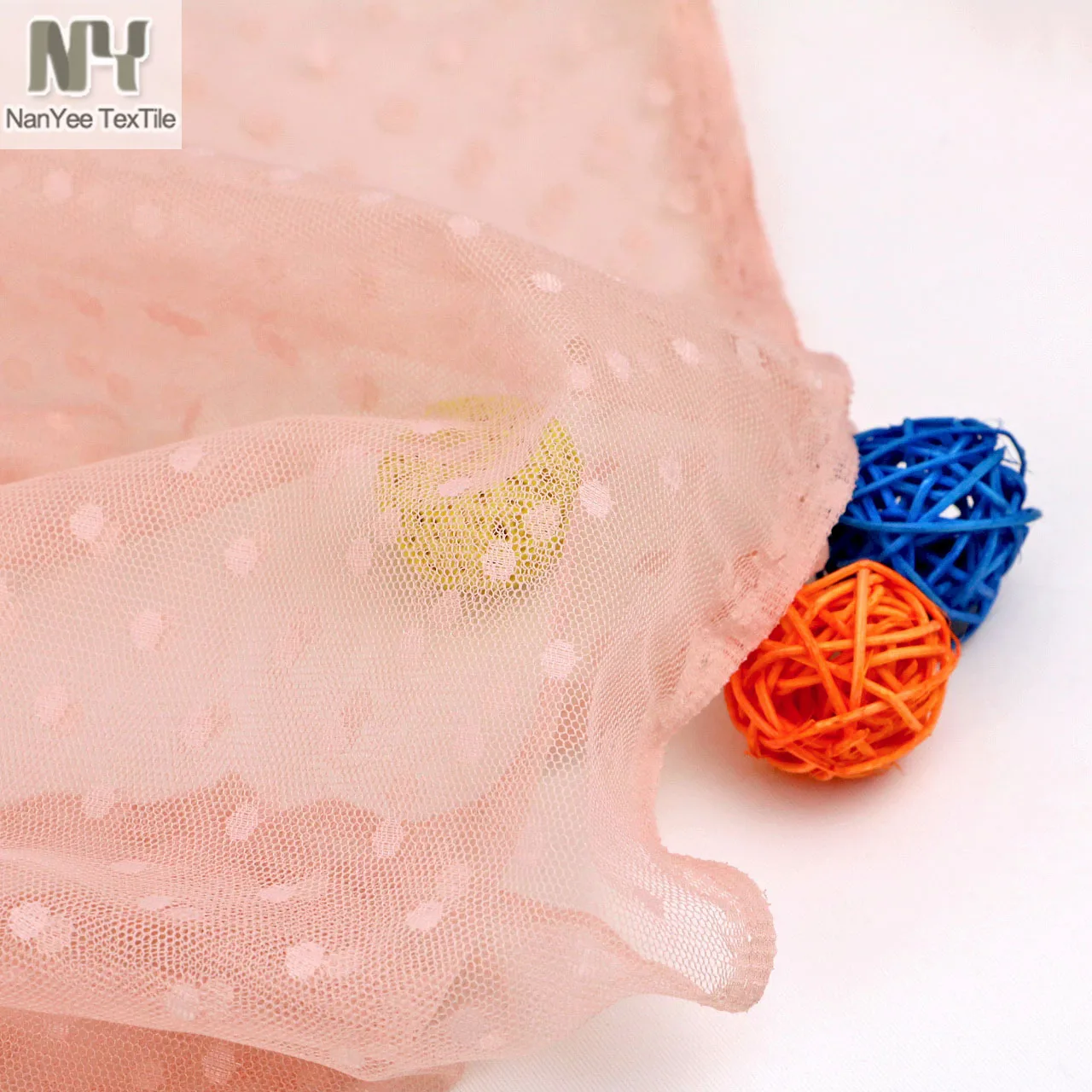 トレンディな通気性軽量小さなラウンド水玉ネットレースチュールメッシュ生地ソフトな質感