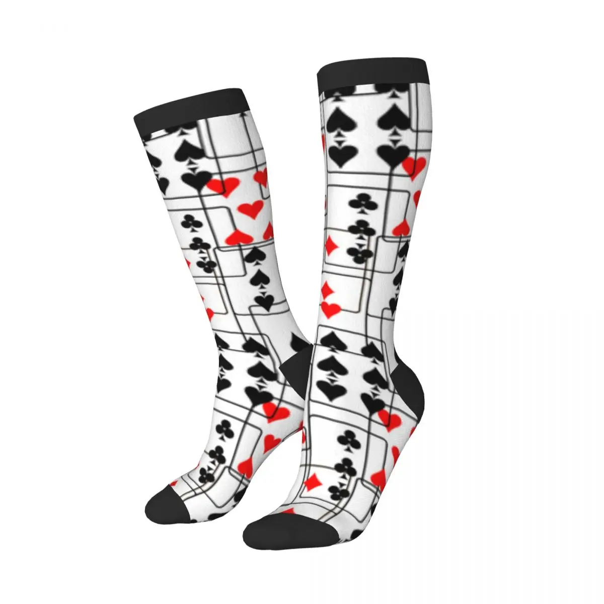 Spring/autumn over the knee socks Playings Cards Geometric Patterns school dance long stocking