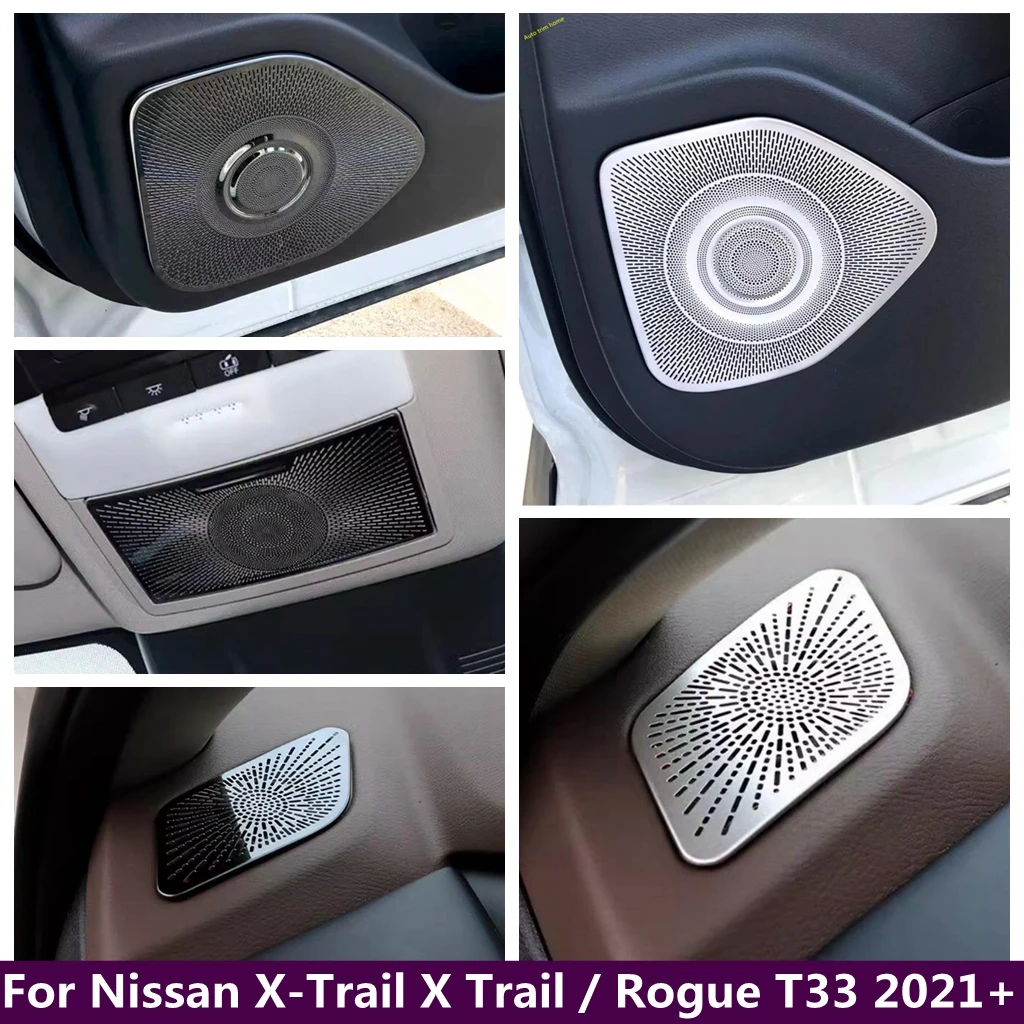 

For Nissan X-Trail X Trail / Rogue T33 2021 2022 2023 Door Audio Speaker Cover Loudspeaker Trim Frame Sticker Steel Accessories