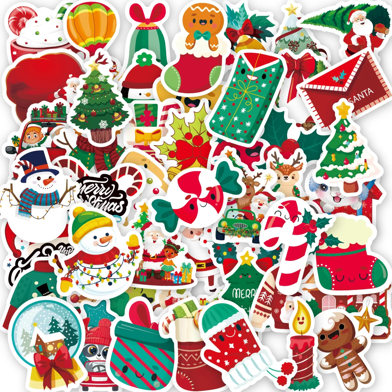 10/250PCS Christmas Stickers Snowman Santa Claus Exquisite Handheld Account Material Phone Case Laptop Luggage Bottle Waterproof