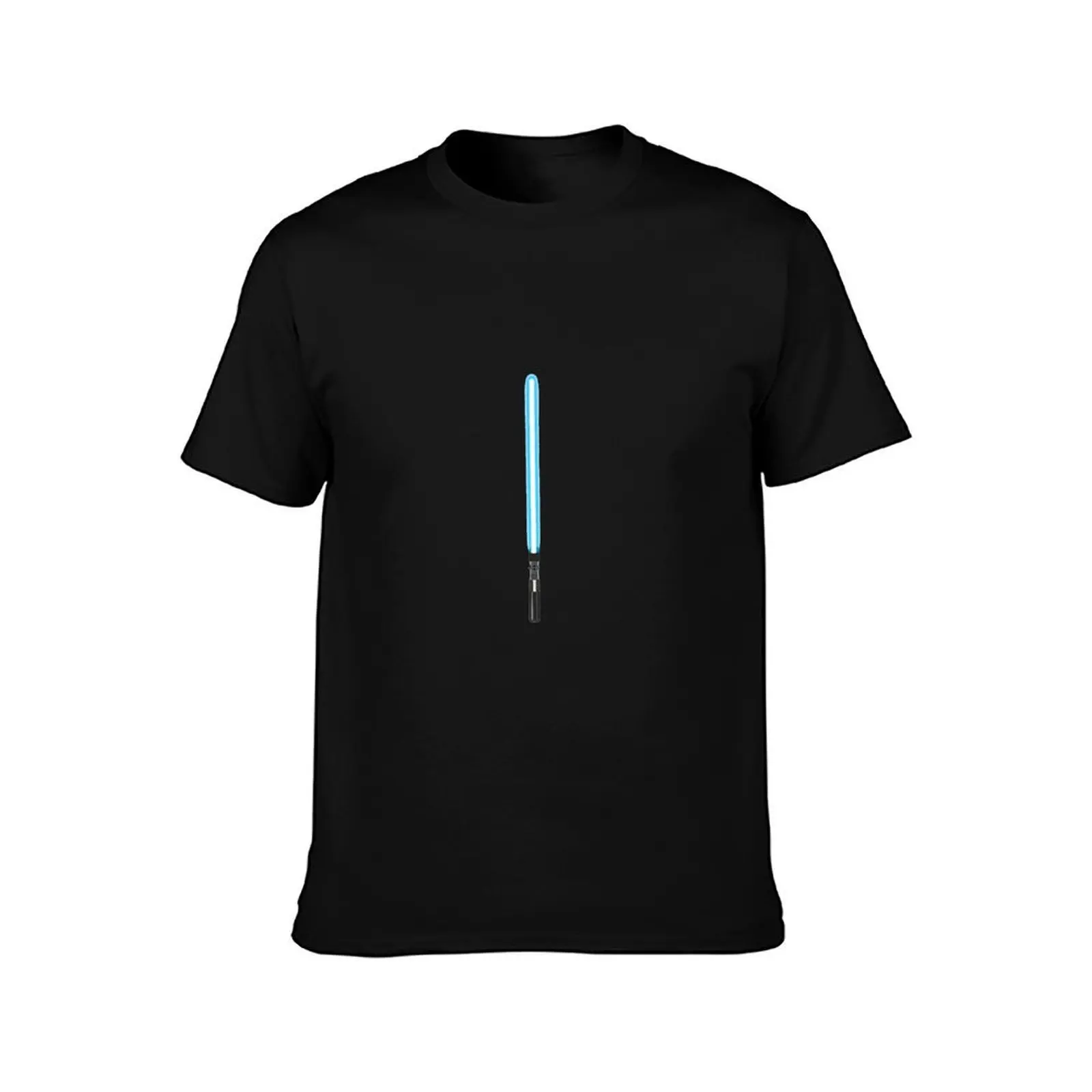Blue lightsaber T-Shirt, Summer Casual Cotton Tee, Oversized Streetwear Tops, Vintage Graphic Print, Loose Fit Short Sleeve