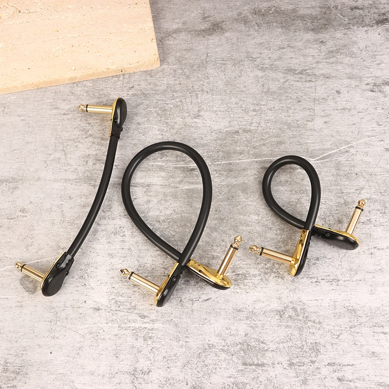 Für Gitarreneffektpedalinstrumente 15/20/30 cm Anti-Lärm-Gitarren-Patchkabel 1/4 Zoll rechtwinkliger sauerstofffreier Audio-Line-Klinkenstecker