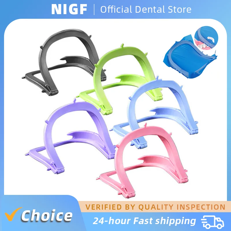 NIGF 1 Pcs Dental Foldable Frame Plastic Rubber Dam Sheets Bracket for Dental Operation 134℃ Oral Barrier Tools