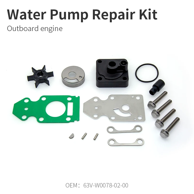 Kit de reparación de impulsor de bomba de agua fuera de borda 63V-W0078-02-00 - 682-W0078-A1 para Yamaha de 2 tiempos 15 o 20 HP, carcasa inferior