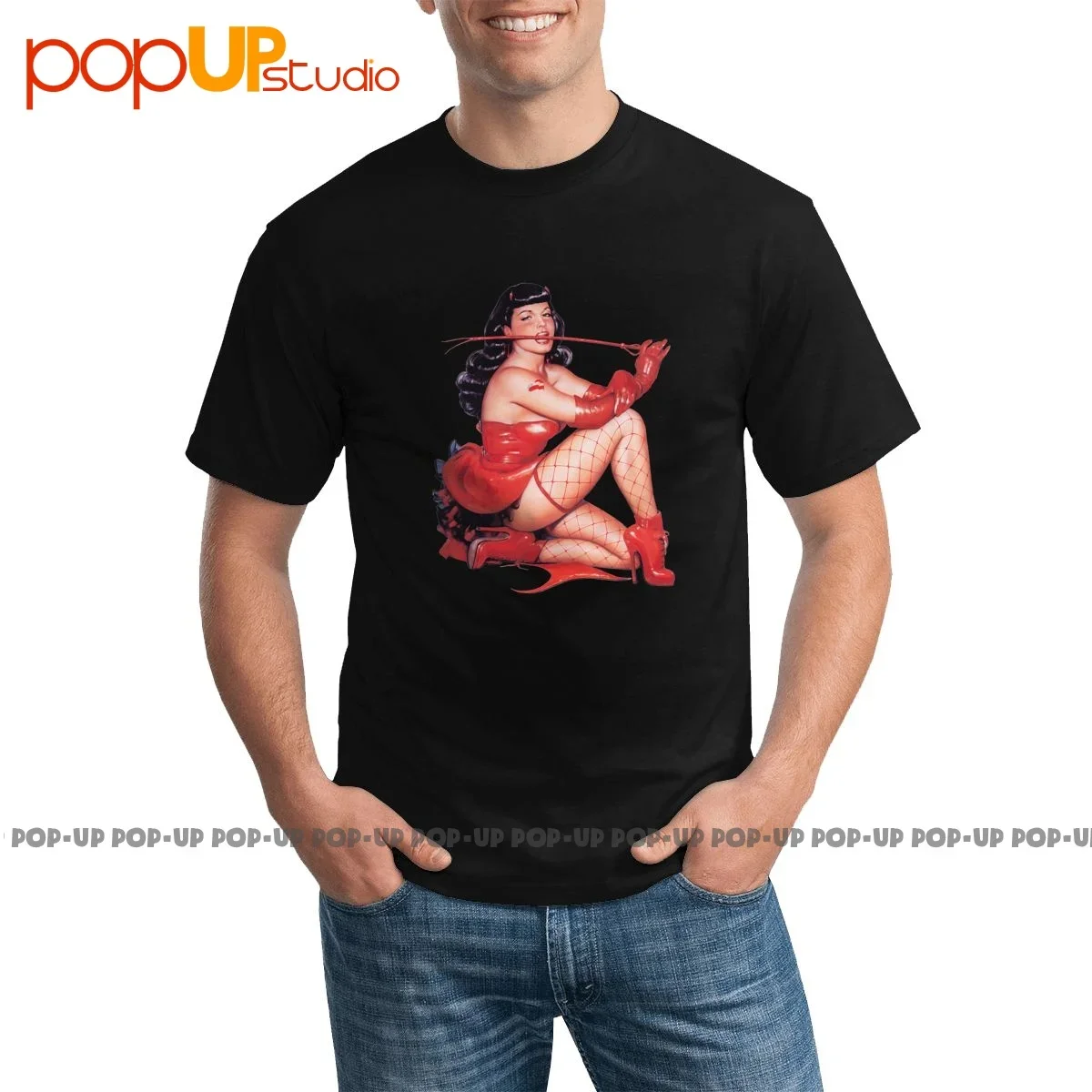 Cool Betty Page Whip Fetish Film T-shirt Print Hip Hop Best Seller Tee Shirt