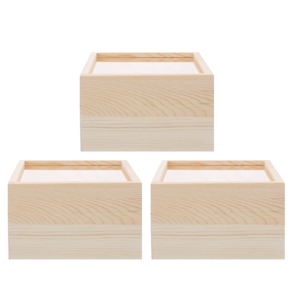 

3 Pcs Acrylic Storage Box Jewelry Boxes for Women with Lids Trinkets Small Wood Vintage Container