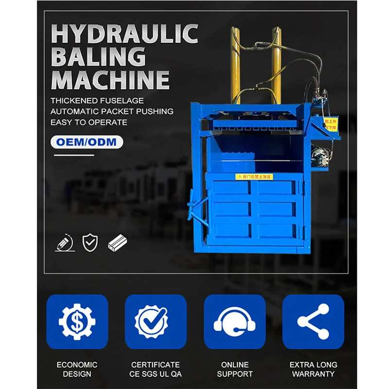 80 Tons Hydraulic Bale Packer Carton Straw Hay Wrapping Baler Machine Waste Paper Can Plastic Box Pressing Machine