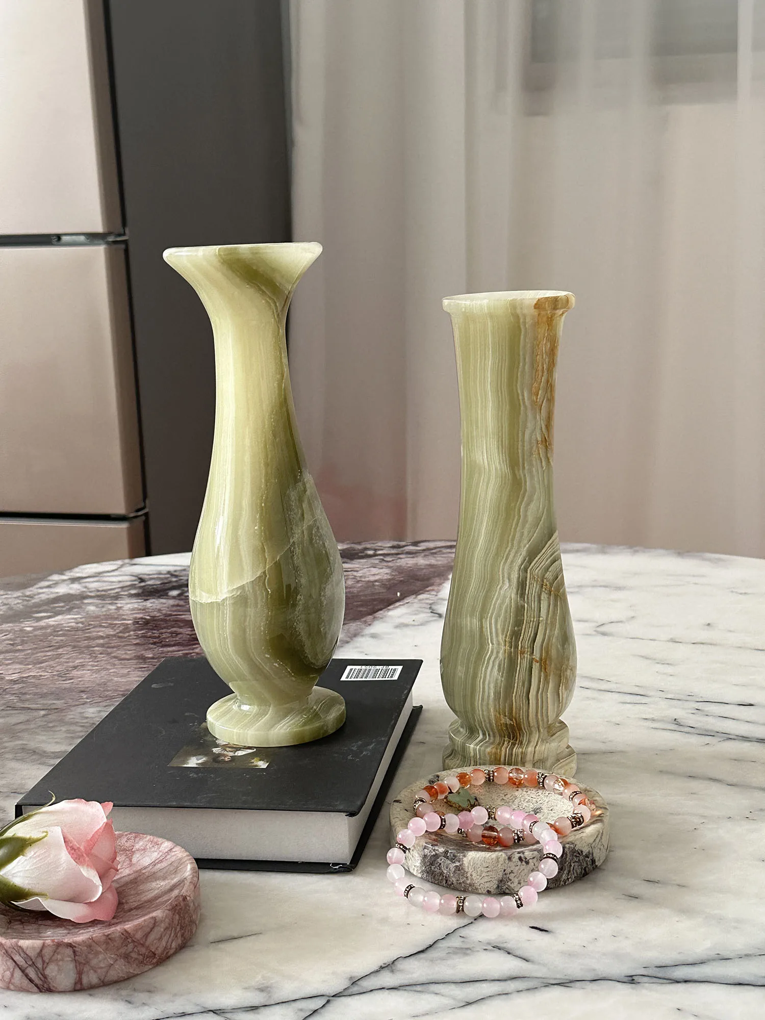 Stone modern green agate vase 1 year polished marble surface living room wine cabinet entrance decorative flower