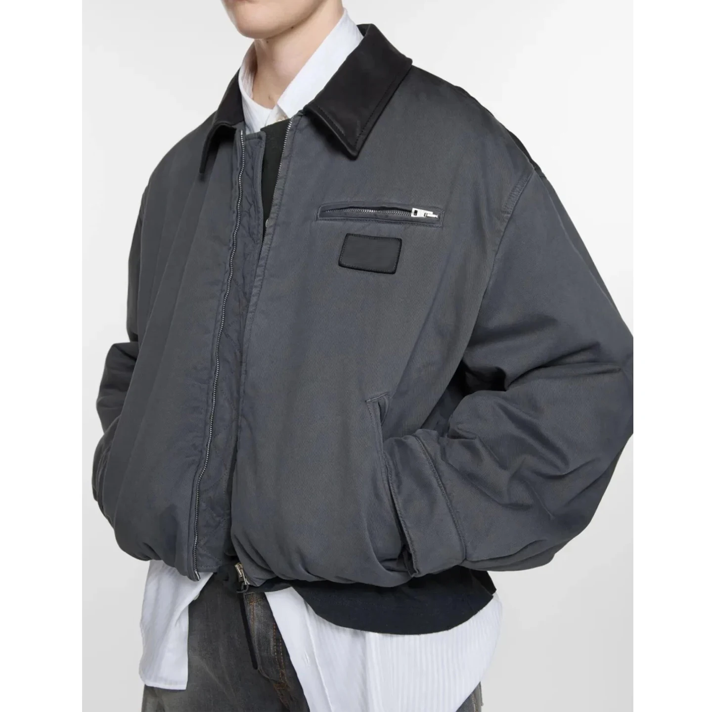 

Мужская хлопковая куртка с кожаными вставками в американском уличном стиле, теплая повседневная верхняя одежда для молодежи