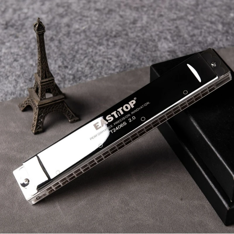 Easttop Ultra-thin T2406S 2.0 Upgraded 24-hole Tremolo Harmonica All-copper Plate Professional Performance for Students & Adults