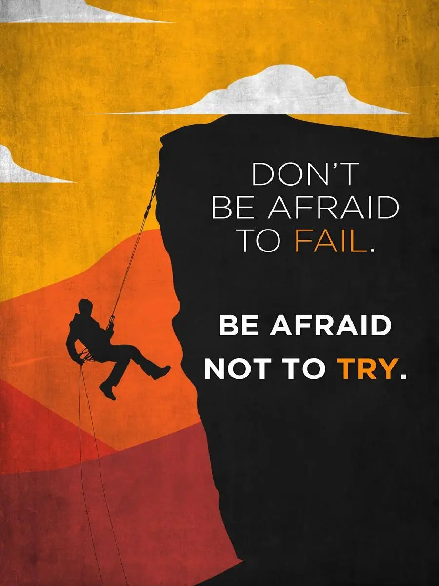 Inspirational Dont Be Afraid to Fail Poster Print  Culture Collection Home  Office Wall Decor