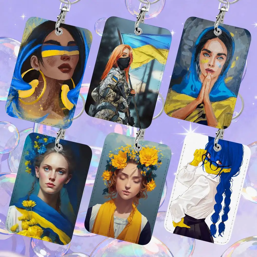 

Держатель для карт с флагом Украины для девочек 1, кожаный ящик для хранения карт, брелок для ключей, держатель для бирки доступа, держатель для удостоверений личности, брелок для ключей