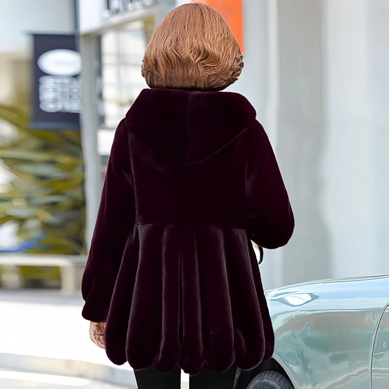 Faux Fur Coats for Women,Covered Button Long Jackets,Hooded Overcoat,Female Clothes,New,Autumn and Winter