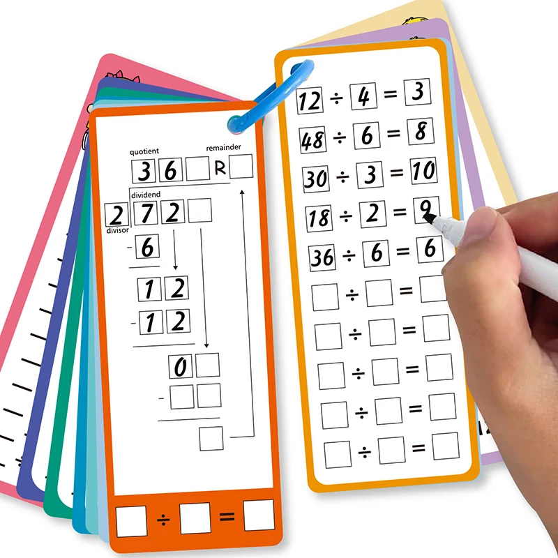 Cartes d'apprentissage des mathématiques réutilisables, outils d'apprentissage des mathématiques, éducation des mathématiques, aides à l'auto-vérification, cartes Flash, multiplication, fuchsia, 1 ensemble