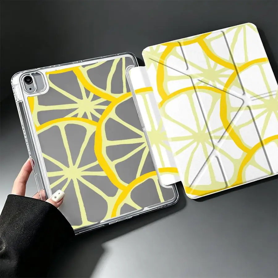 Tablet Case For iPad 12th Pro 13 2025 2026 Air 8 M2 M3 3 11th Mini 7 6 5 10th Gen 9th With Pen Slot Cover Lemon Zest