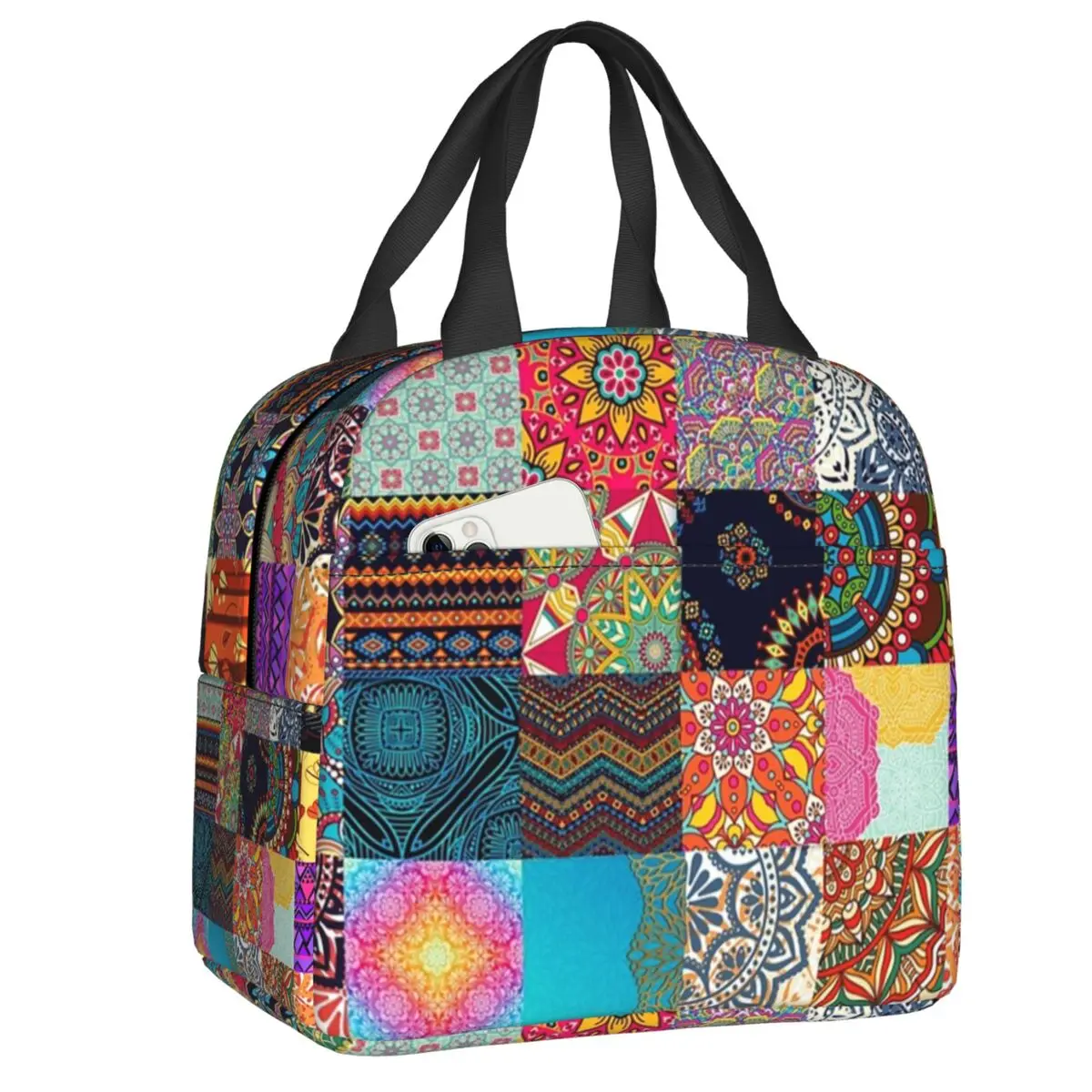 

African Ankara Patchwork Ethnic Print Insulated Lunch Bag for Women Africa Patterns Thermal Cooler Lunch Tote Office Picnic