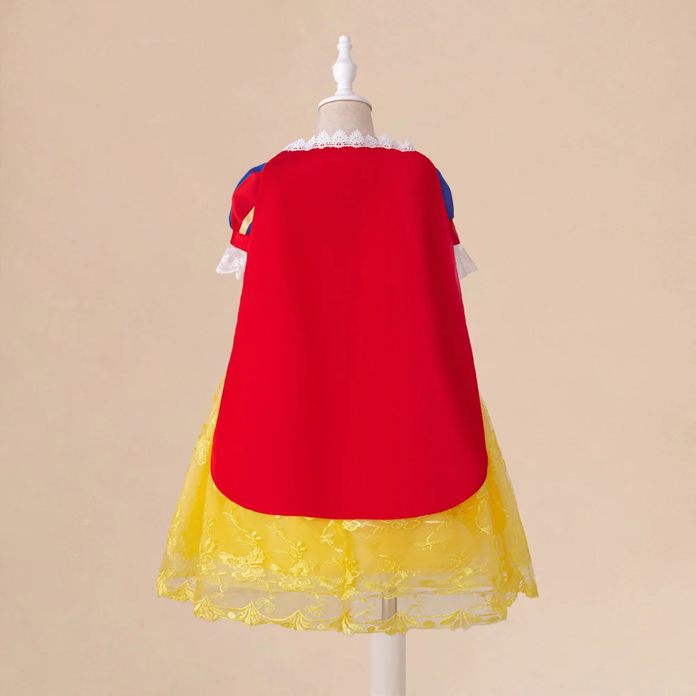 Baby Girls Fancy Snow White Summer Dress Princess Kids 1st Clothes Children Halloween Carnival Birthday Party Tulle Embroidery