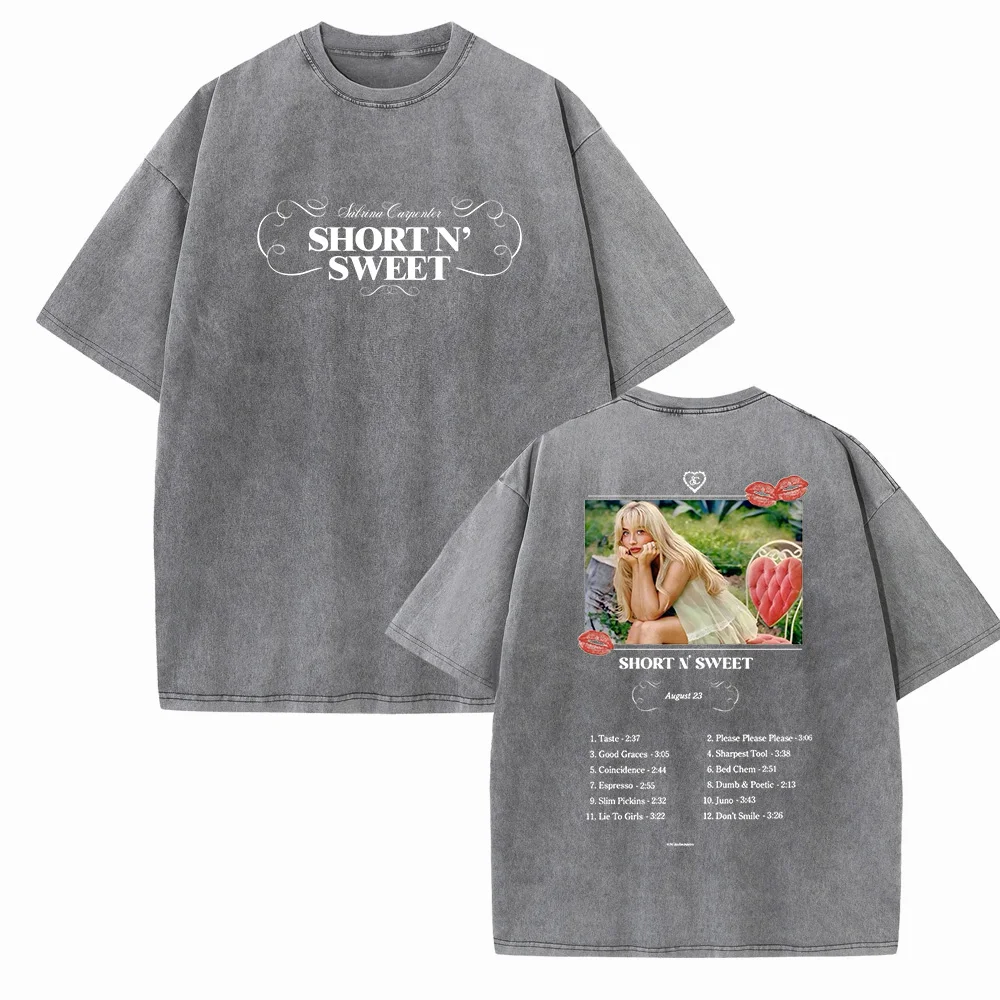 Sabrina Carpenter Short N\' Sweet Shirts Harajuku Vintage O-Neck Short Sleeve Cotton Man Woman T-Shirts Gift Tops