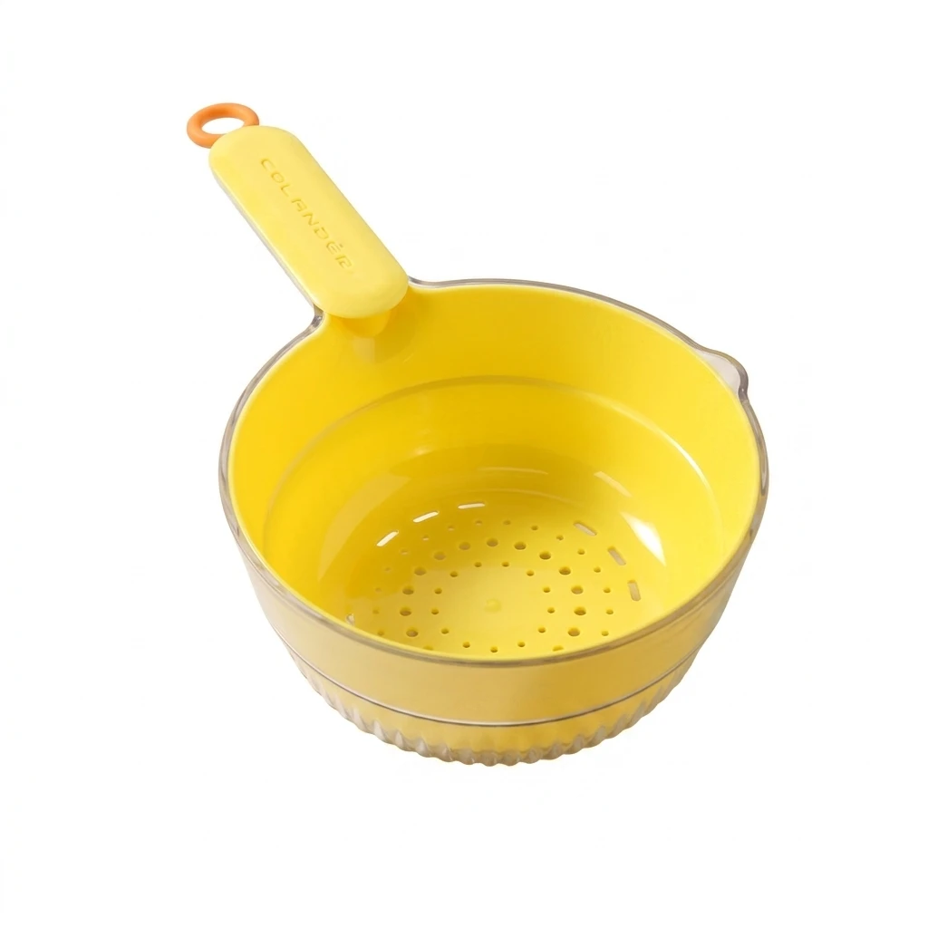 Food-Grade PP Drain Basket for Kitchen Prep Home Cooks Double Layer Colander Set Vegetable Rice Washer Space Saving Tool